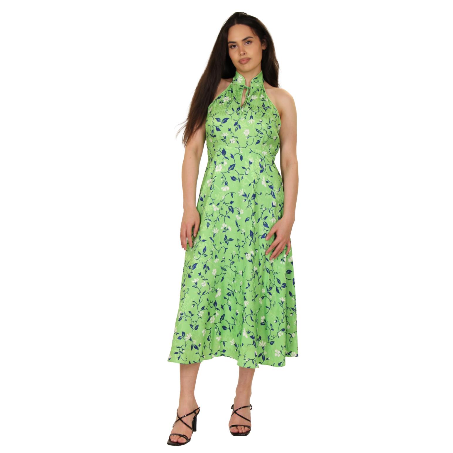 KITRI Willow Green Vine Print Dress